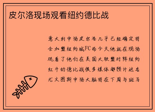 皮尔洛现场观看纽约德比战